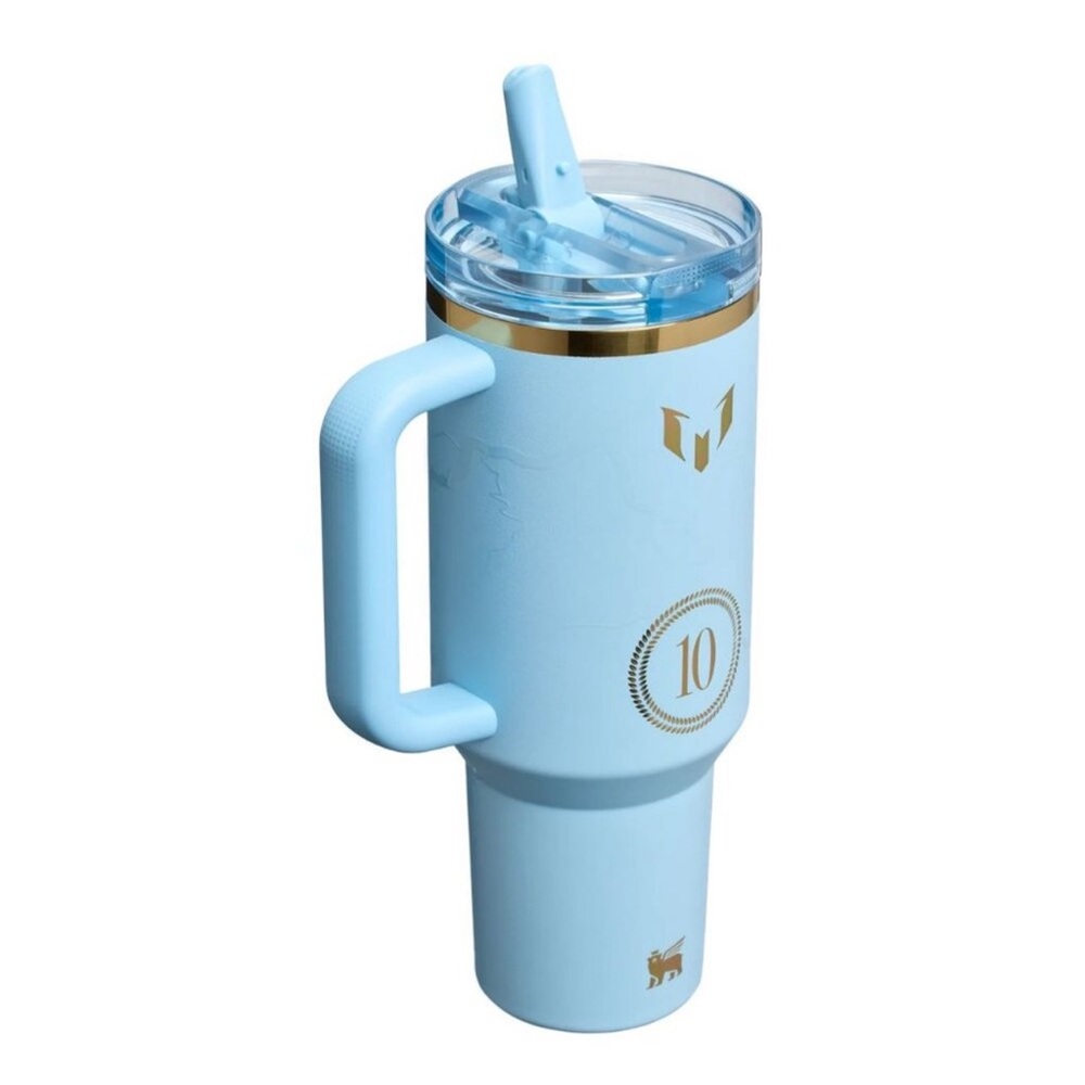 MESSI Stanley Striker Blue Tumbler with Gold Accents